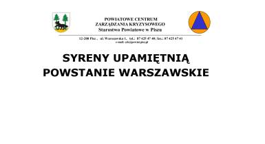 Informacja o uczczeniu rocznicy wybuchu powstania warszawskiego dźwiękiem syren 