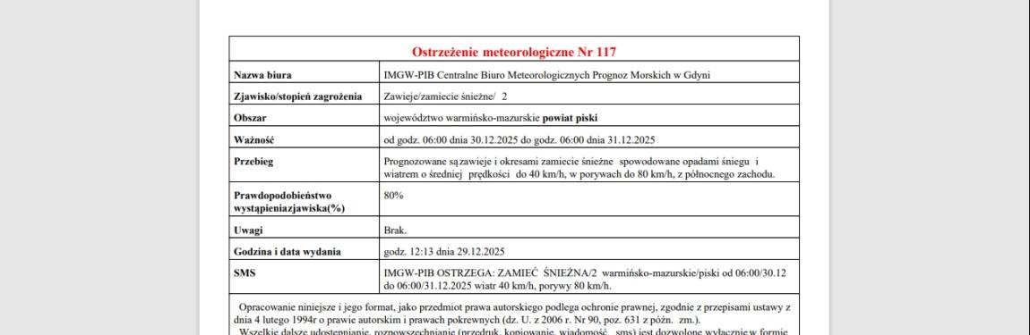 komunikat, pogoda, ostrzeżenie