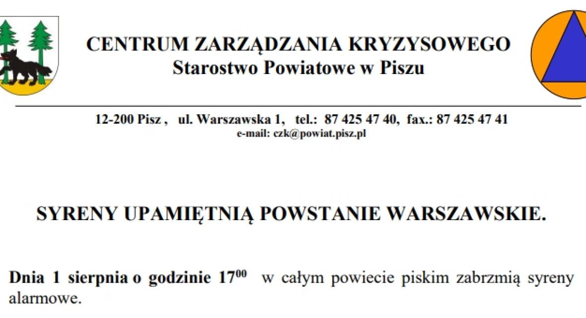 Komunikat, syreny ostrzegawcze, powstanie warszawskie
